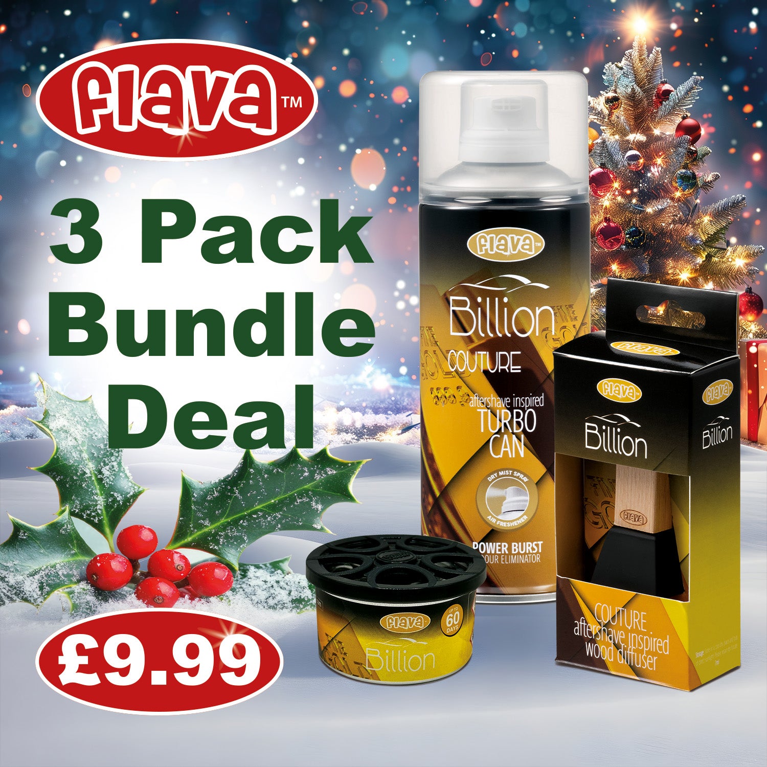 Billion 3 Pack Car Air Freshener Bundle Flava Car Scents