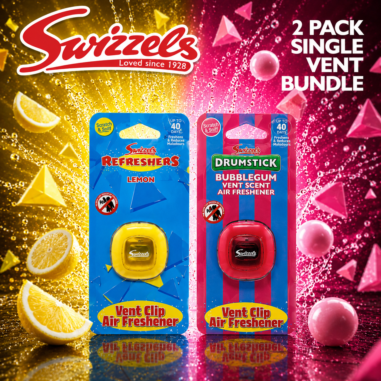 Swizzels 2 Pack Single Vent Clip Bundle Flava Car Scents