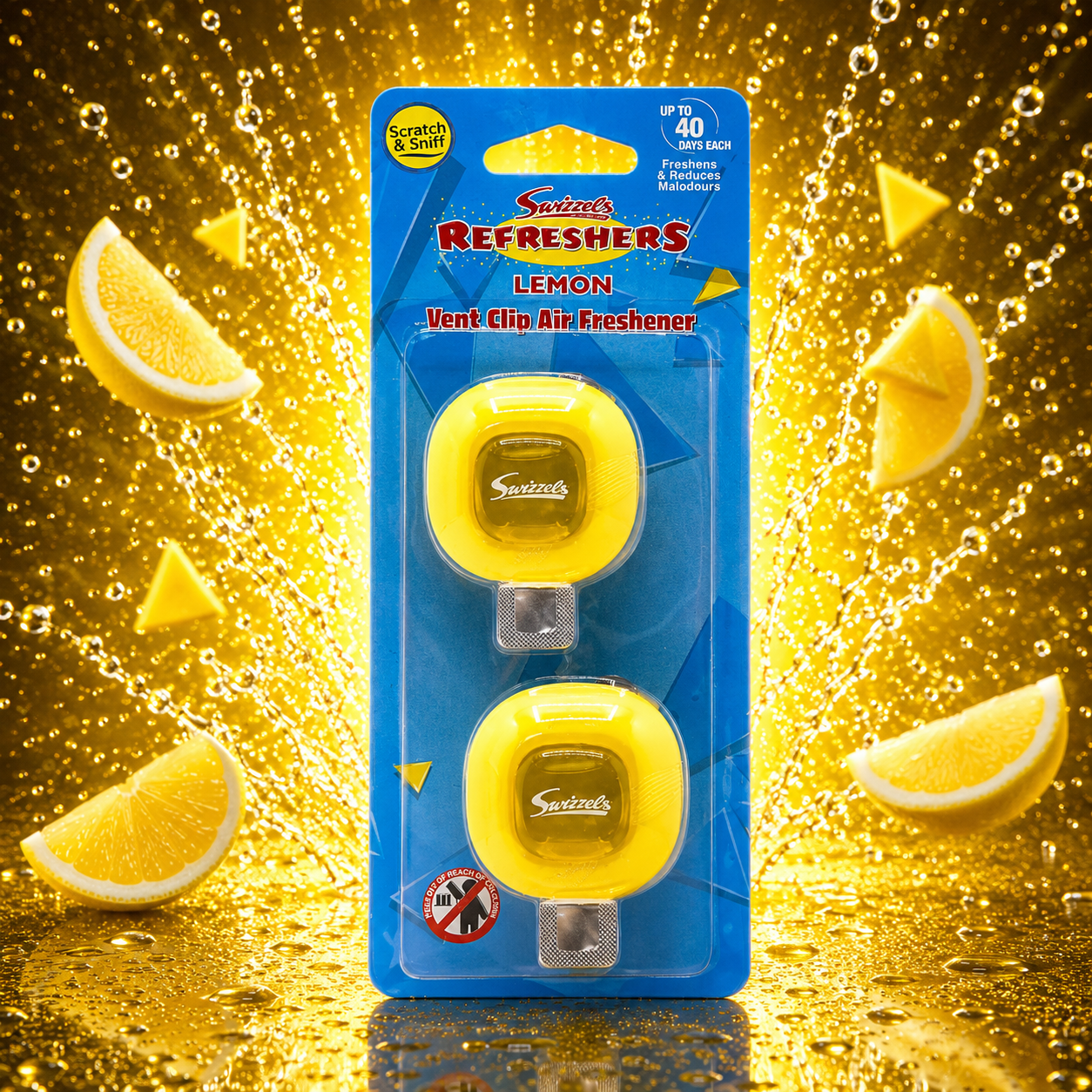 Swizzels Lemon Refreshers Twin Vent Clip Car Air Freshener Flava Car Scents