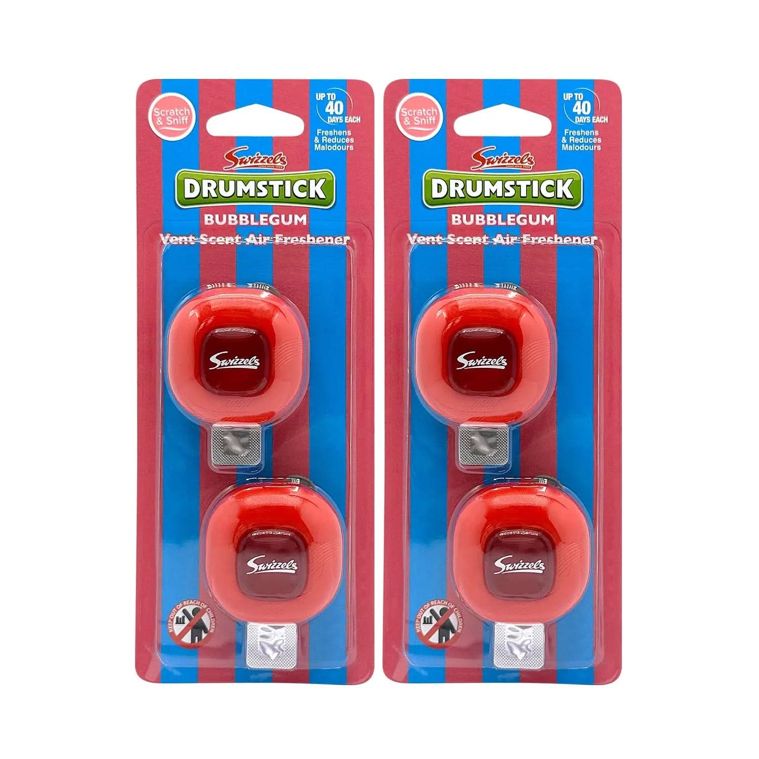 Swizzels 2 Pack Bubblegum Vent Clip Car Air Freshener Flava Car Scents