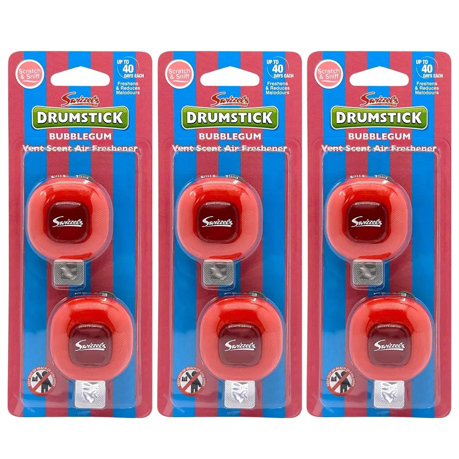 Swizzels 2 Pack Bubblegum Vent Clip Car Air Freshener Flava Car Scents