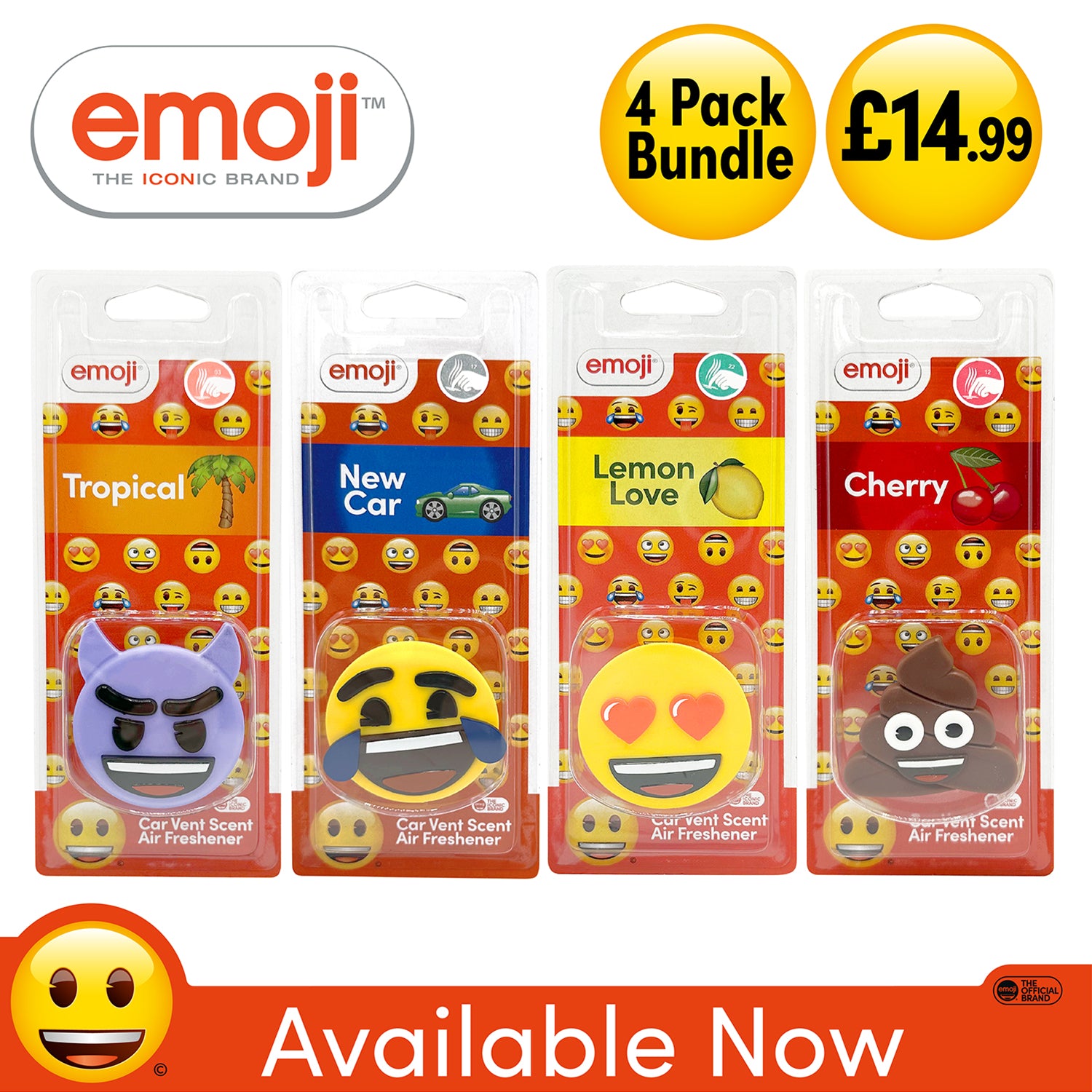 Emoji 4 Pack Vent Clip Car Air Freshener Bundle Flava Car Scents