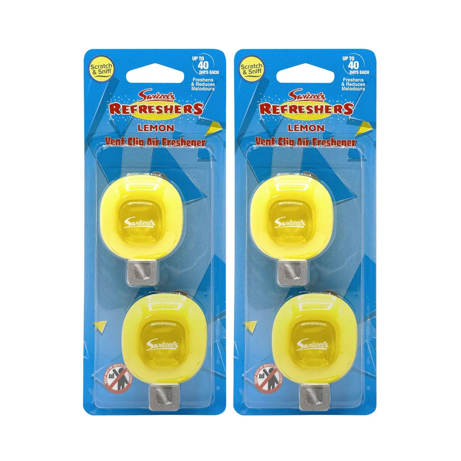 Swizzels 2 Pack Lemon Vent Clip Car Air Freshener Flava Car Scents