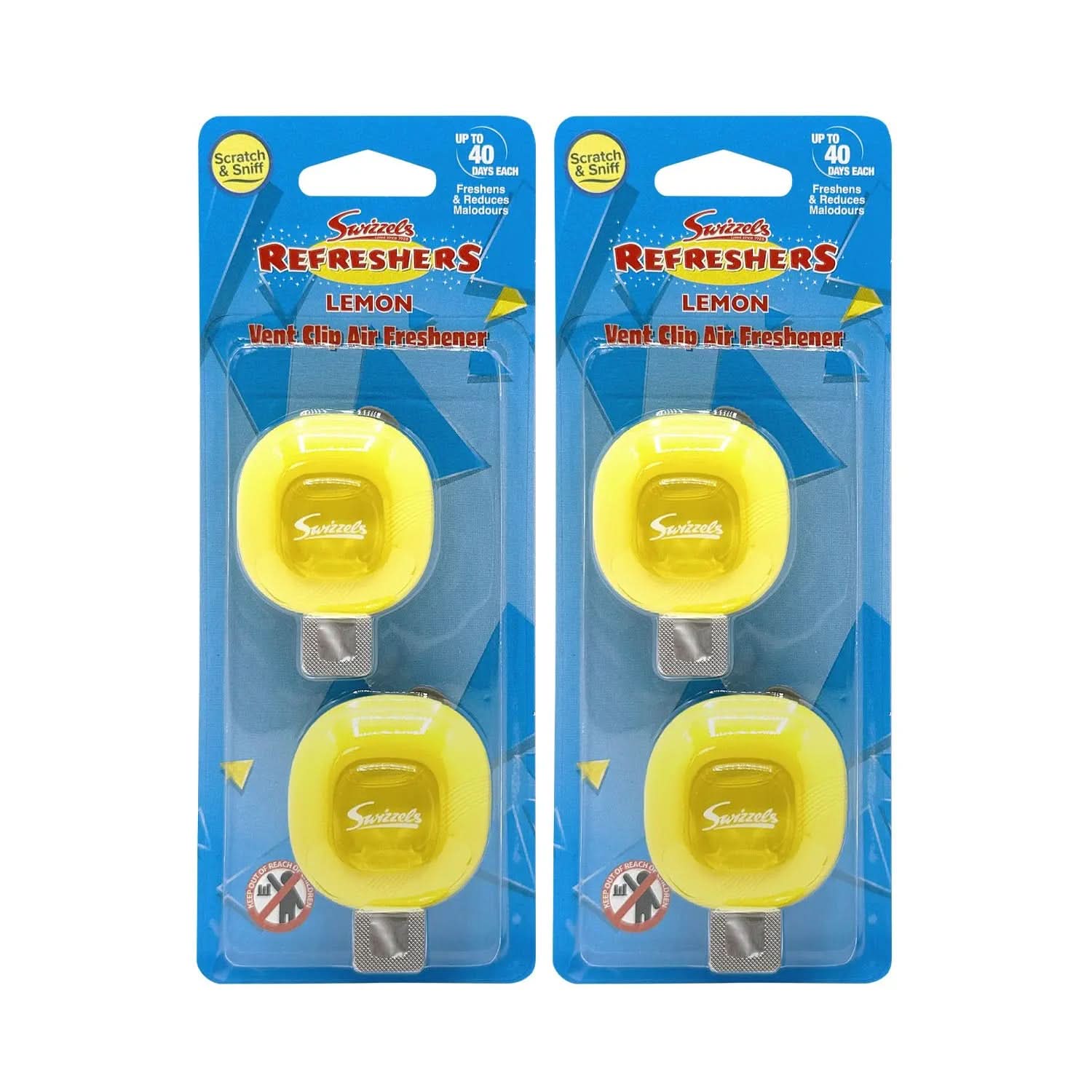 Swizzels 2 Pack Lemon Vent Clip Car Air Freshener Flava Car Scents