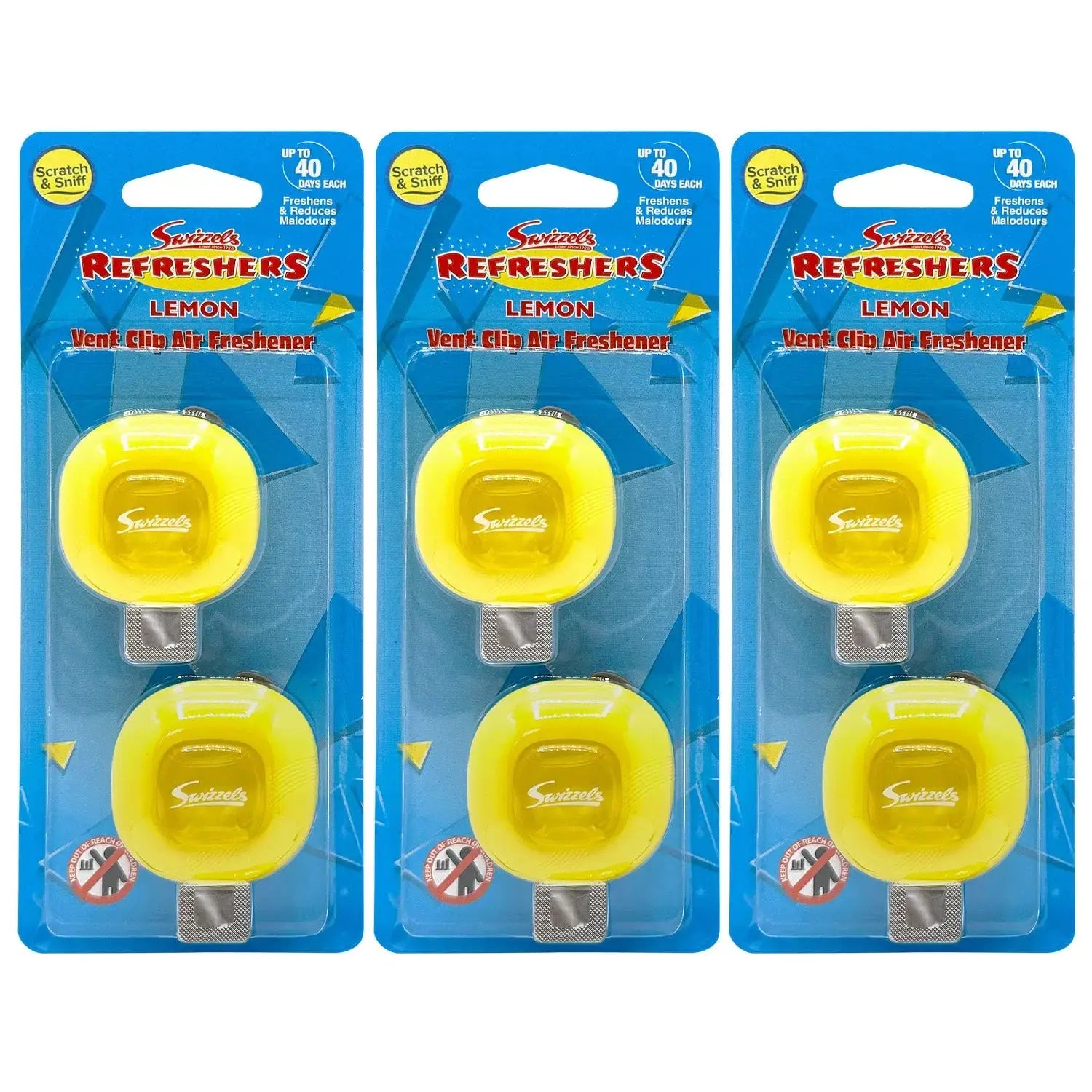 Swizzels 2 Pack Lemon Vent Clip Car Air Freshener Flava Car Scents