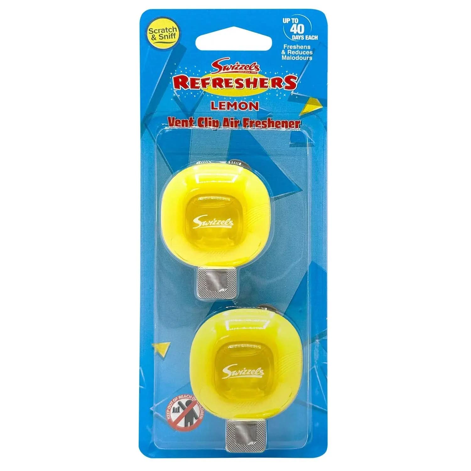 Swizzels 2 Pack Lemon Vent Clip Car Air Freshener Flava Car Scents