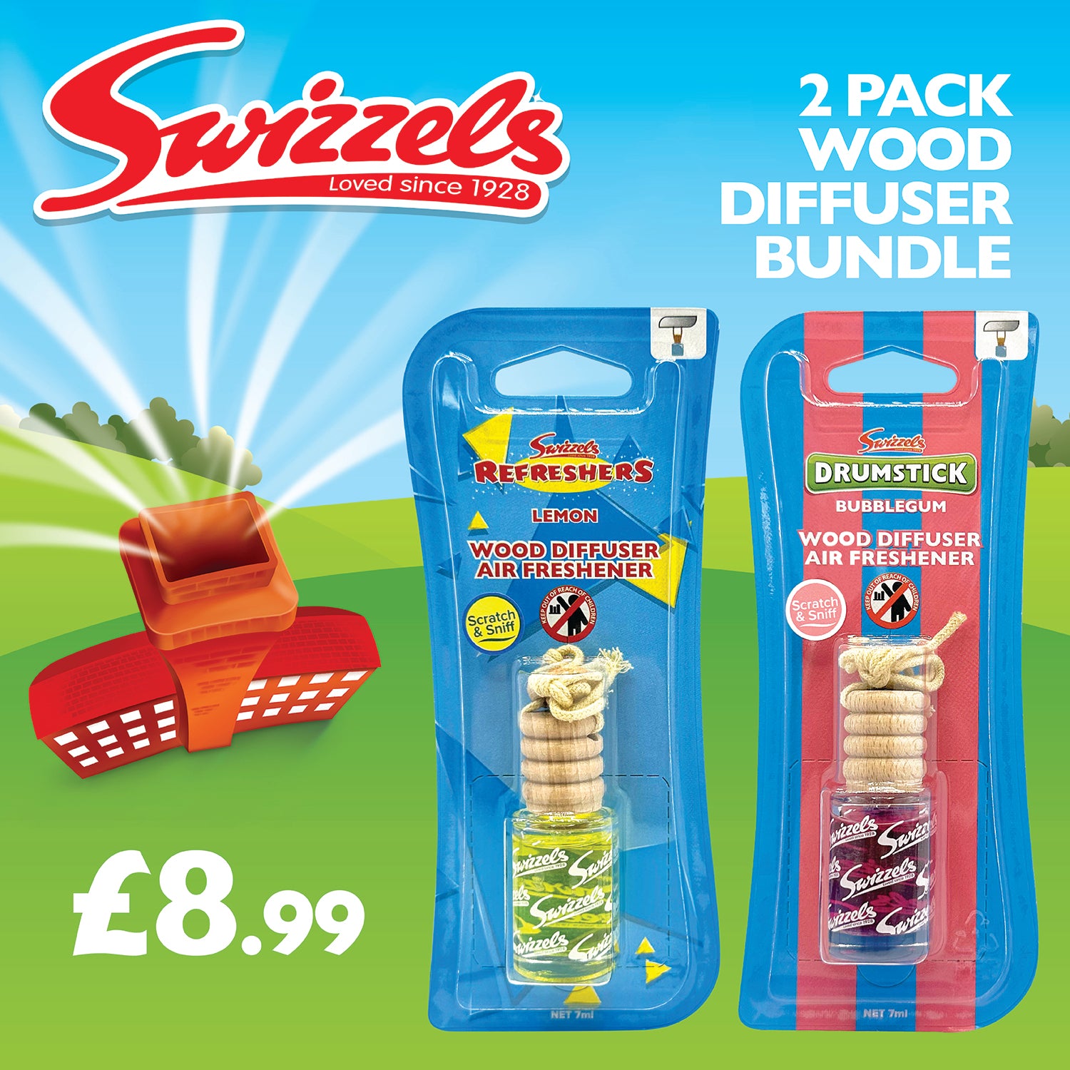 Swizzels 2 Pack Wood Diffuser Bundle Flava Car Scents