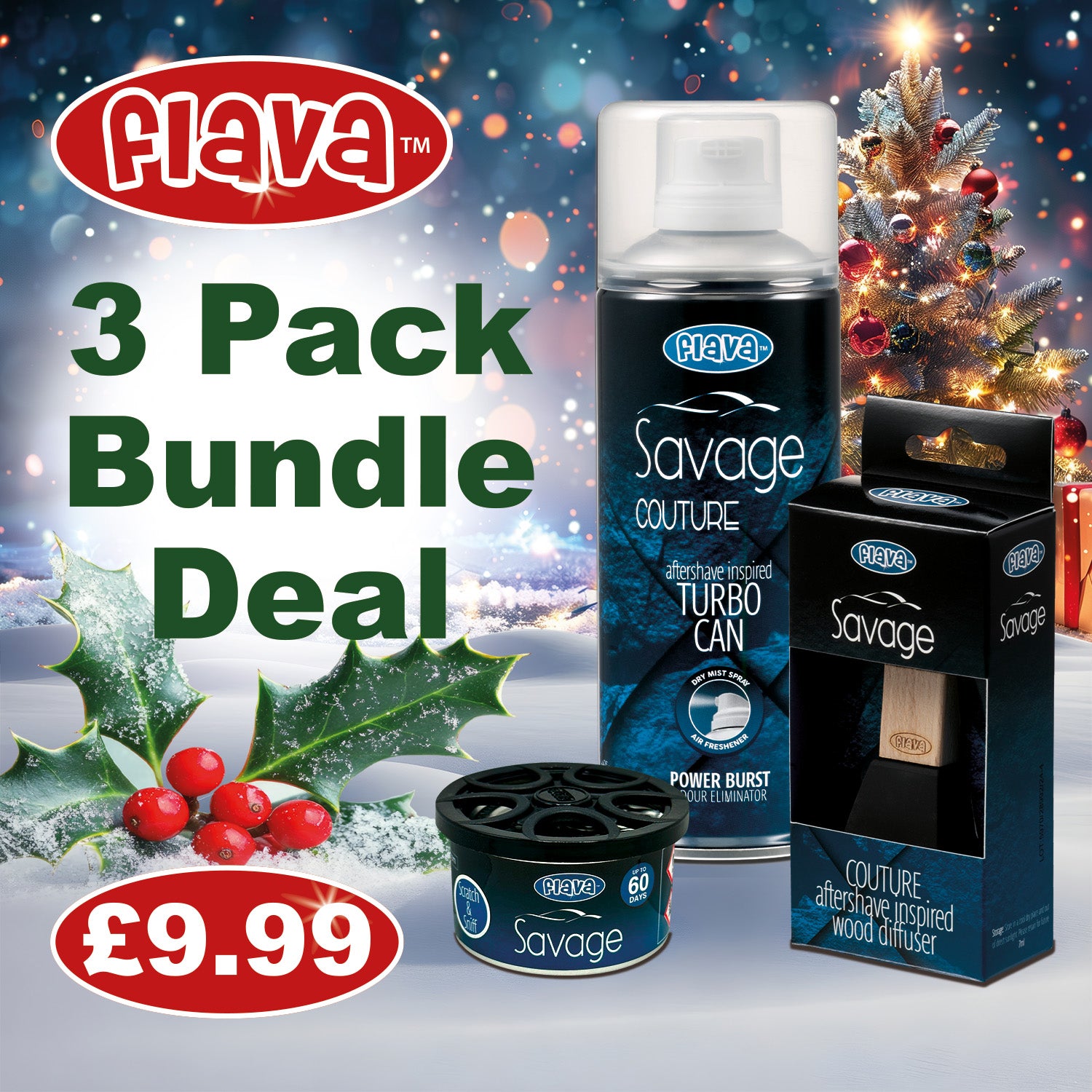 Savage 3 Pack Car Air Freshener Bundle Flava Car Scents