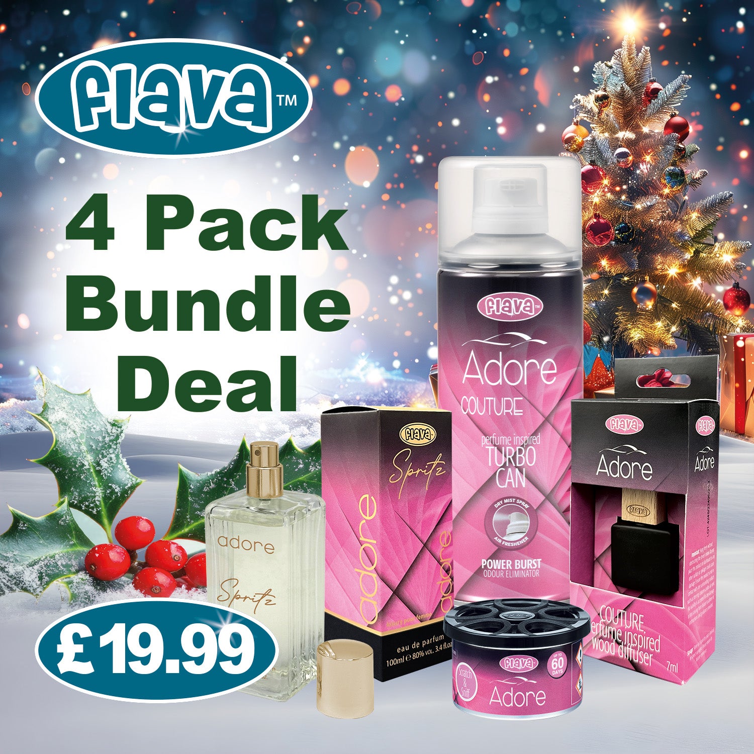 Adore 4 Pack Car Air Freshener Bundle Flava Car Scents