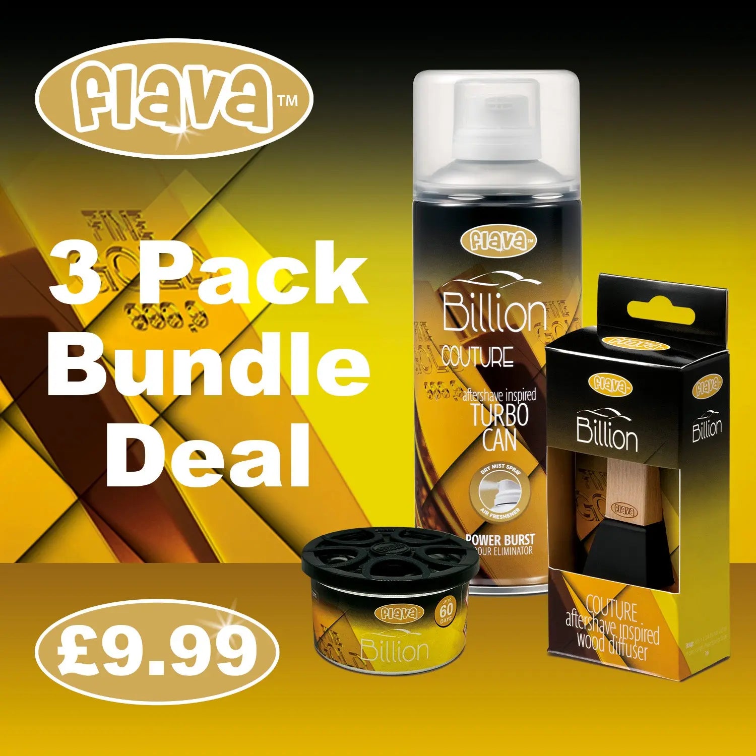 Billion 3 Pack Car Air Freshener Bundle Flava Car Scents