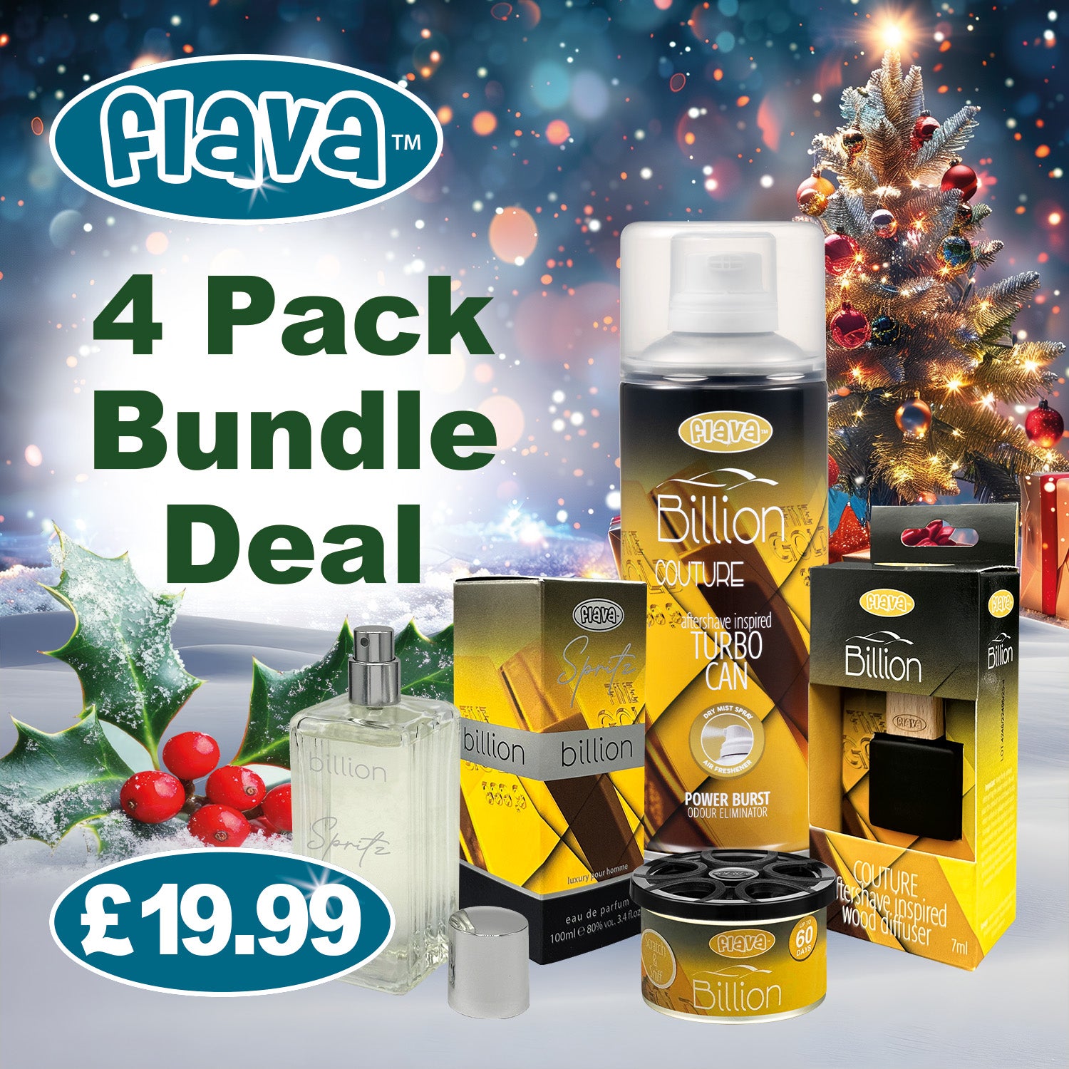 Billion 4 Pack Car Air Freshener Bundle Flava Car Scents