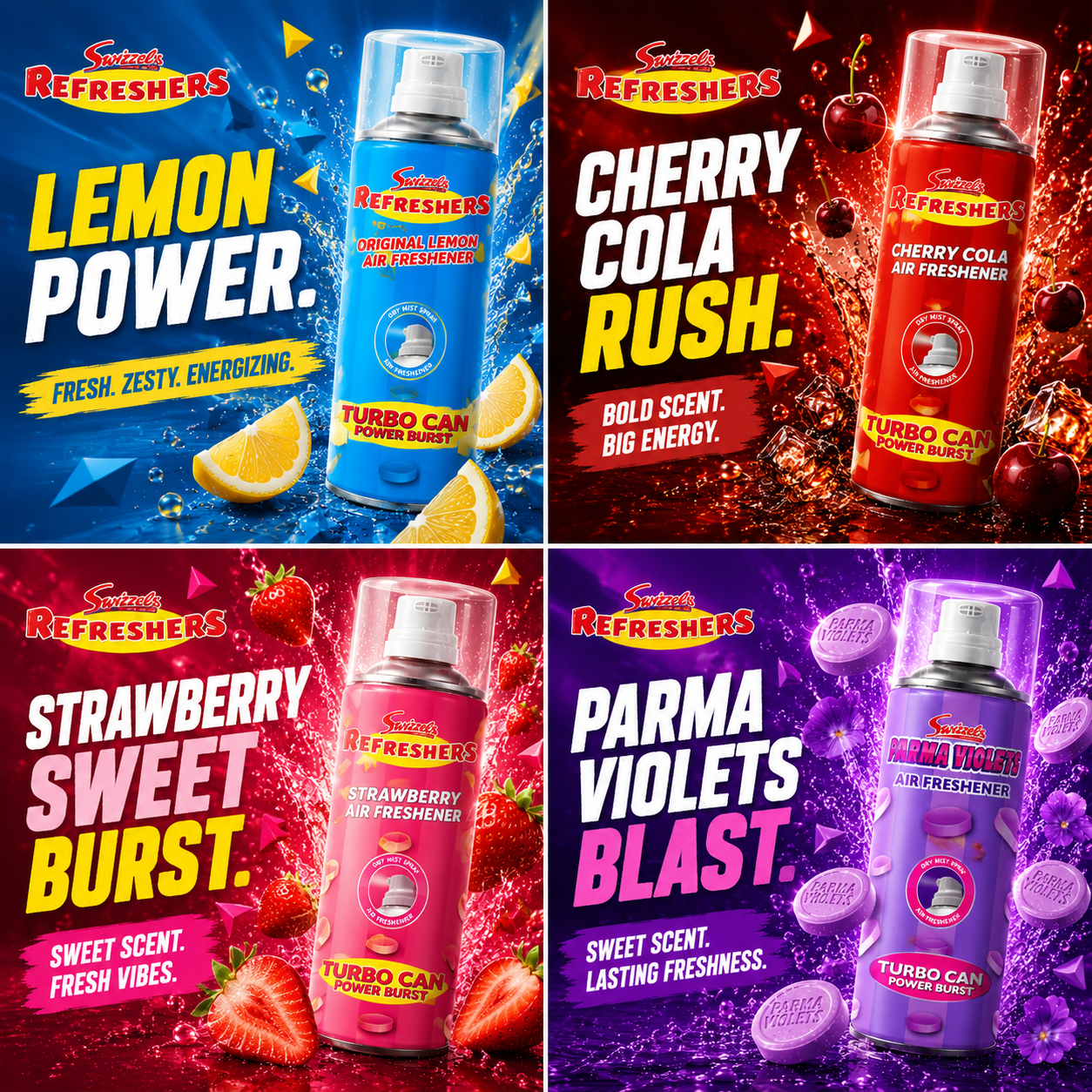 Swizzels 4 Pack Car Air Freshener Bundle Flava Car Scents