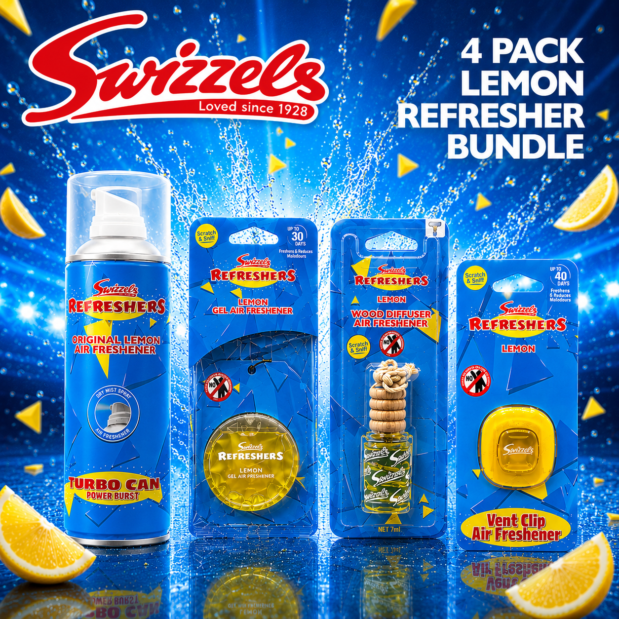 Swizzels 4 Pack Lemon Refresher Bundle Flava Car Scents