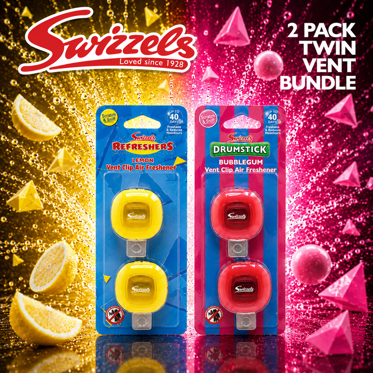 Swizzels 2 Pack Twin Vent Clip Bundle Flava Car Scents