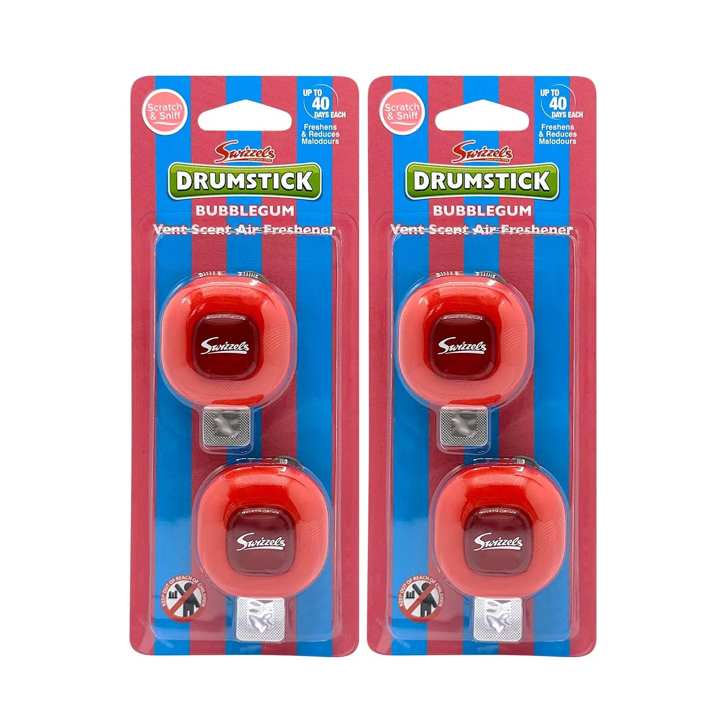 Swizzels 2 Pack Bubblegum Vent Clip Car Air Freshener Flava Car Scents