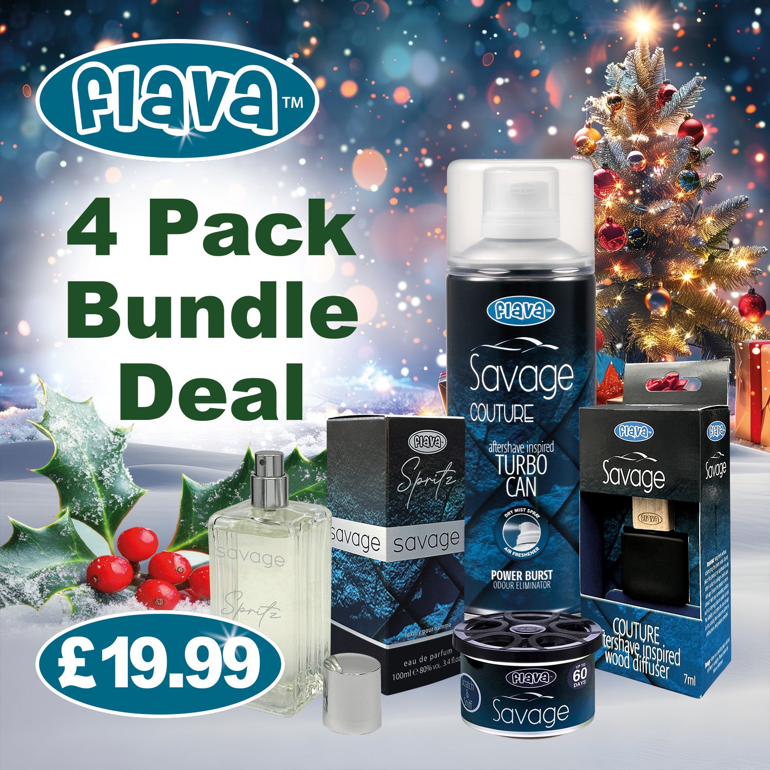 Savage 4 Pack Car Air Freshener Bundle Flava Car Scents