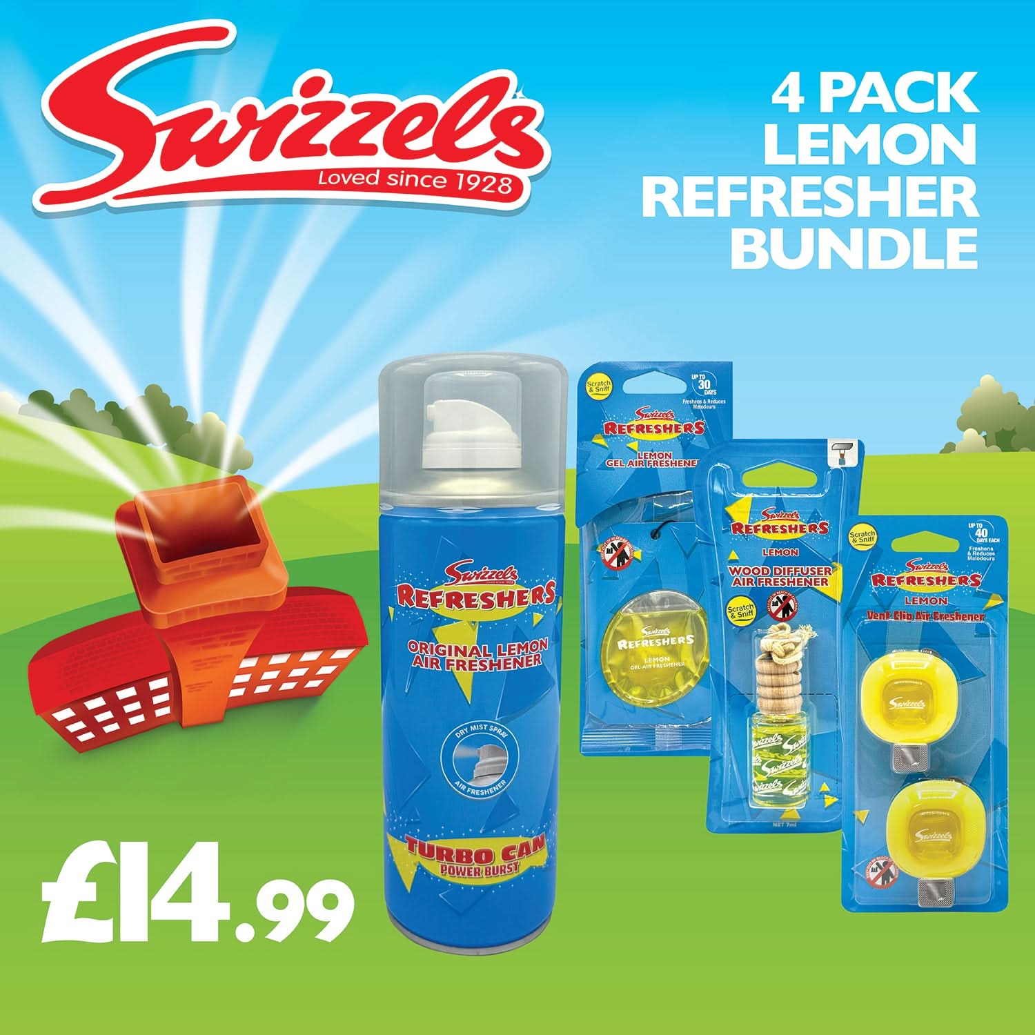 Swizzels 4 Pack Lemon Refresher Bundle Flava Car Scents