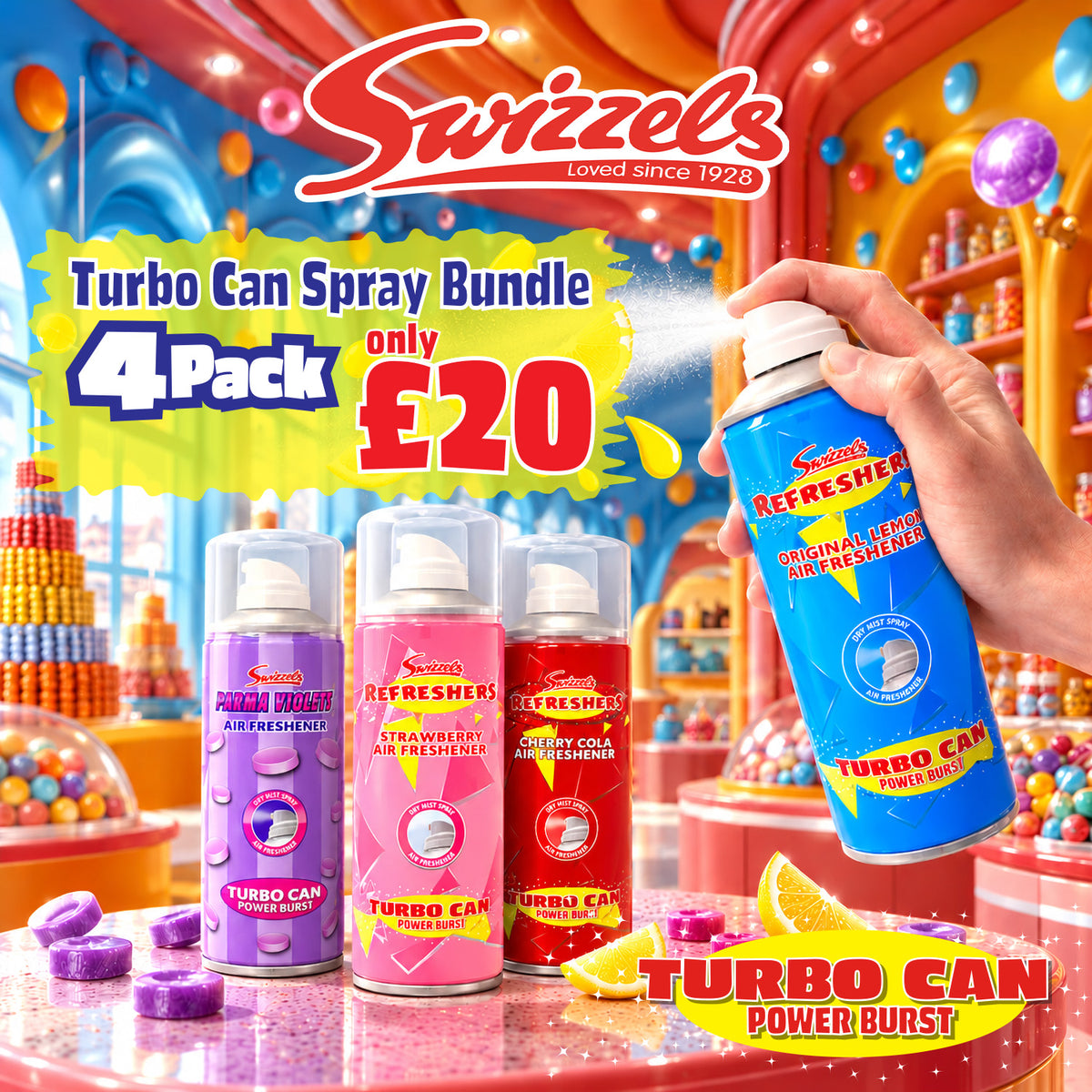 Swizzels 4 Pack Car Air Freshener Bundle Flava Car Scents