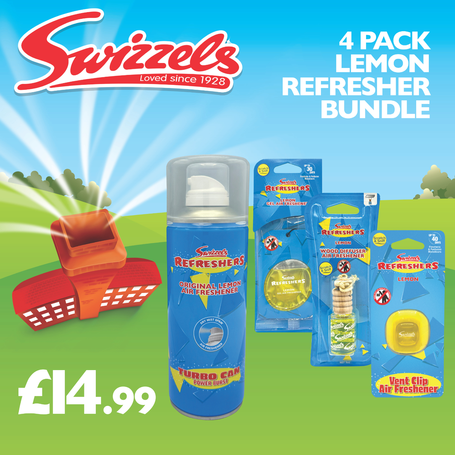 Swizzels 4 Pack Lemon Refresher Bundle Flava Car Scents