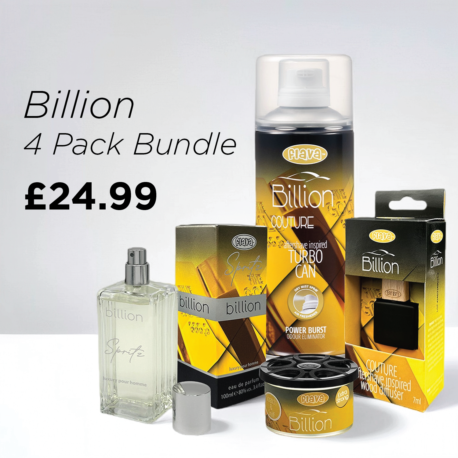 Billion 4 Pack Car Air Freshener Bundle Flava Car Scents